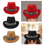 Maxbell Women Men Western Cowboy Hat Fedora Hat Sun Hat for Festival party Red