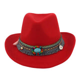 Maxbell Women Men Western Cowboy Hat Fedora Hat Sun Hat for Festival party Red