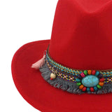 Maxbell Women Men Western Cowboy Hat Fedora Hat Sun Hat for Festival party Red