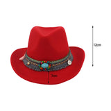 Maxbell Women Men Western Cowboy Hat Fedora Hat Sun Hat for Festival party Red