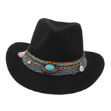 Maxbell Women Men Western Cowboy Hat Fedora Hat Sun Hat for Festival party Black