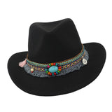 Maxbell Women Men Western Cowboy Hat Fedora Hat Sun Hat for Festival party Black