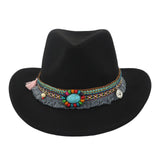 Maxbell Women Men Western Cowboy Hat Fedora Hat Sun Hat for Festival party Black