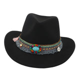 Maxbell Women Men Western Cowboy Hat Fedora Hat Sun Hat for Festival party Black