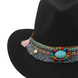 Maxbell Women Men Western Cowboy Hat Fedora Hat Sun Hat for Festival party Black