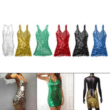 Maxbell Women Sequined Spaghetti Straps Dress Sequin Decorative Open Back for Club Argent