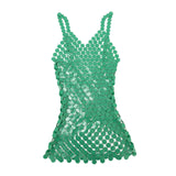 Maxbell Women Sequined Spaghetti Straps Dress Sequin Decorative Open Back for Club Green