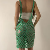 Maxbell Women Sequined Spaghetti Straps Dress Sequin Decorative Open Back for Club Green