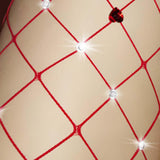 Maxbell Fishnet Stockings Thigh High Pantyhose High Waist Rhinestone Tights