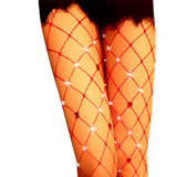 Maxbell Fishnet Stockings Thigh High Pantyhose High Waist Rhinestone Tights