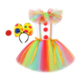 Maxbell Child Girl Clown Costume Mesh Tutu Dress Outfits with Headband Handmade Size M