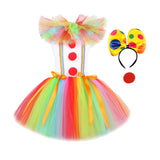 Maxbell Child Girl Clown Costume Mesh Tutu Dress Outfits with Headband Handmade Size XXL