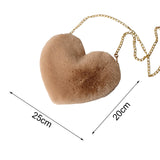 Maxbell Fashion Heart Shape Shoulder Bag Women Crossbody with Chain for Girls Party Khaki