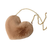 Maxbell Fashion Heart Shape Shoulder Bag Women Crossbody with Chain for Girls Party Khaki