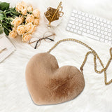 Maxbell Fashion Heart Shape Shoulder Bag Women Crossbody with Chain for Girls Party Khaki