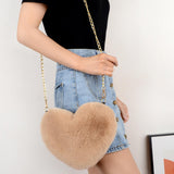 Maxbell Fashion Heart Shape Shoulder Bag Women Crossbody with Chain for Girls Party Khaki