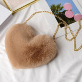 Maxbell Fashion Heart Shape Shoulder Bag Women Crossbody with Chain for Girls Party Khaki