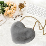 Maxbell Fashion Heart Shape Shoulder Bag Women Crossbody with Chain for Girls Party Light Gray