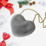 Maxbell Fashion Heart Shape Shoulder Bag Women Crossbody with Chain for Girls Party Light Gray