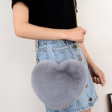 Maxbell Fashion Heart Shape Shoulder Bag Women Crossbody with Chain for Girls Party Light Gray