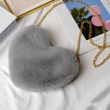 Maxbell Fashion Heart Shape Shoulder Bag Women Crossbody with Chain for Girls Party Light Gray