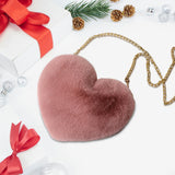 Maxbell Fashion Heart Shape Shoulder Bag Women Crossbody with Chain for Girls Party Pink