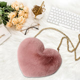 Maxbell Fashion Heart Shape Shoulder Bag Women Crossbody with Chain for Girls Party Pink