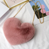 Maxbell Fashion Heart Shape Shoulder Bag Women Crossbody with Chain for Girls Party Pink