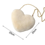 Maxbell Fashion Heart Shape Shoulder Bag Women Crossbody with Chain for Girls Party Beige