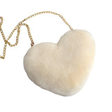 Maxbell Fashion Heart Shape Shoulder Bag Women Crossbody with Chain for Girls Party Beige