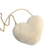 Maxbell Fashion Heart Shape Shoulder Bag Women Crossbody with Chain for Girls Party Beige