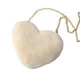 Maxbell Fashion Heart Shape Shoulder Bag Women Crossbody with Chain for Girls Party Beige