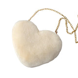 Maxbell Fashion Heart Shape Shoulder Bag Women Crossbody with Chain for Girls Party Beige