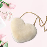 Maxbell Fashion Heart Shape Shoulder Bag Women Crossbody with Chain for Girls Party Beige
