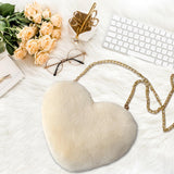 Maxbell Fashion Heart Shape Shoulder Bag Women Crossbody with Chain for Girls Party Beige