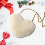 Maxbell Fashion Heart Shape Shoulder Bag Women Crossbody with Chain for Girls Party Beige