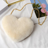 Maxbell Fashion Heart Shape Shoulder Bag Women Crossbody with Chain for Girls Party Beige