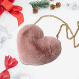 Maxbell Fashion Heart Shape Shoulder Bag Women Crossbody with Chain for Girls Party Light Pink