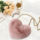 Maxbell Fashion Heart Shape Shoulder Bag Women Crossbody with Chain for Girls Party Light Pink