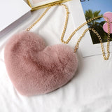 Maxbell Fashion Heart Shape Shoulder Bag Women Crossbody with Chain for Girls Party Light Pink