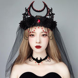Maxbell Crown Tiara Headdress with Red Stones for Photography Party Supplies Cosplay