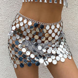 Maxbell Sequin Skirt Body Accessories Fashion for Nightclub Party Summer Argent