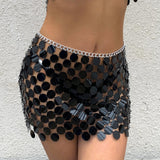 Maxbell Sequin Skirt Body Accessories Fashion for Nightclub Party Summer Black