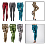 Maxbell High Waisted Tight Stretch Performances Women Fish Scale Mermaid Leggings Red