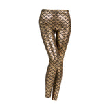 Maxbell High Waisted Tight Stretch Performances Women Fish Scale Mermaid Leggings Aureate