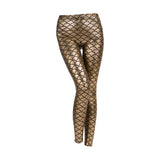 Maxbell High Waisted Tight Stretch Performances Women Fish Scale Mermaid Leggings Aureate