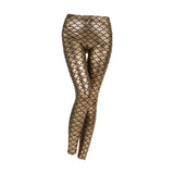 Maxbell High Waisted Tight Stretch Performances Women Fish Scale Mermaid Leggings Aureate