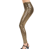 Maxbell High Waisted Tight Stretch Performances Women Fish Scale Mermaid Leggings Aureate