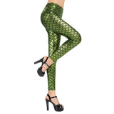 Maxbell High Waisted Tight Stretch Performances Women Fish Scale Mermaid Leggings Green