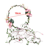 Maxbell Flower Headband Floral Crown Adjustable Wreath for Festival Wedding Pink